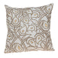 22" Brown and White Cotton Throw Pillow with Embroidery