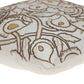 22" Brown And White Floral Cotton Throw Pillow with Embroidery
