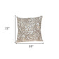 22" Brown and White Cotton Throw Pillow with Embroidery