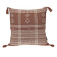 18" Beige and Brown Cotton Throw Pillow with Tassels