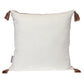 18" Beige and Brown Cotton Throw Pillow with Tassels
