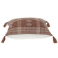 18" Beige and Brown Cotton Throw Pillow with Tassels