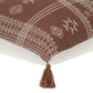 18" Beige and Brown Cotton Throw Pillow with Tassels