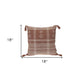 18" Beige and Brown Cotton Throw Pillow with Tassels