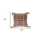 18" Beige and Brown Cotton Throw Pillow with Tassels