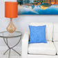 18" Blue Cotton Throw Pillow