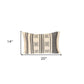14" X 20" Beige and Black Southwestern Cotton Throw Pillow With Fringe