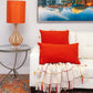 14" X 26" Orange Cotton Lumbar Throw Pillow with Texture