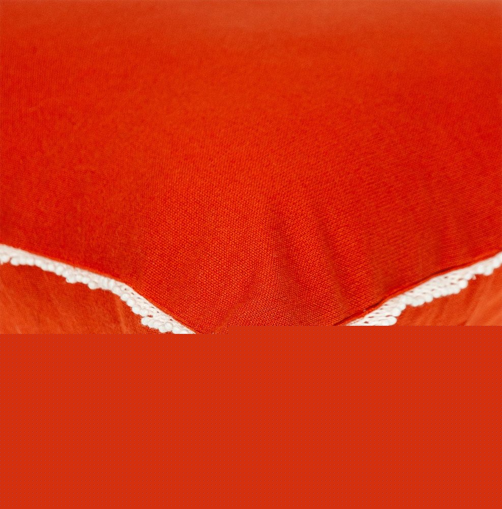 16" Orange Cotton Throw Pillow With Fringe