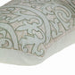 14" X 24" Beige and Green Linen Lumbar Throw Pillow with Embroidery