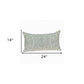 14" X 24" Beige and Green Linen Lumbar Throw Pillow with Embroidery