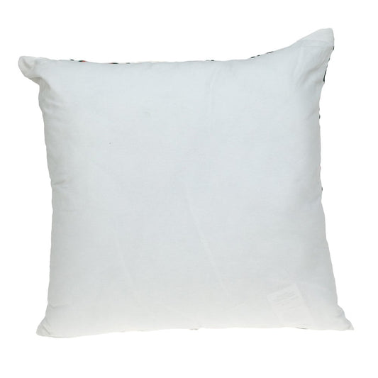 22" Green and White Cotton Throw Pillow with Embroidery