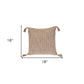 18" Brown and White Striped Cotton Throw Pillow With Tassels