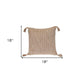 18" Brown and White Striped Cotton Throw Pillow With Tassels