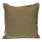 24" Green and White Striped Cotton Throw Pillow With Fringe