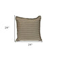 24" Green and White Striped Cotton Throw Pillow With Fringe