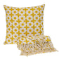 18" Yellow and White Geometric Cotton Throw Pillow