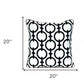 20" Black and White Geometric Cotton Throw Pillow