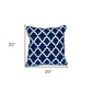 20" Blue and White Geometric Cotton Throw Pillow