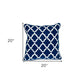 20" Blue and White Geometric Cotton Throw Pillow