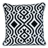 20" Black and White Geometric Cotton Throw Pillow