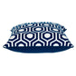 20" X 20" Blue Geometric Cotton Zippered Pillow