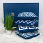 20" X 20" Blue Geometric Cotton Zippered Pillow