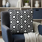 20" Black and White Geometric Cotton Throw Pillow
