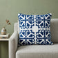 20" Blue and White Geometric Cotton Throw Pillow