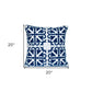 20" Blue and White Geometric Cotton Throw Pillow
