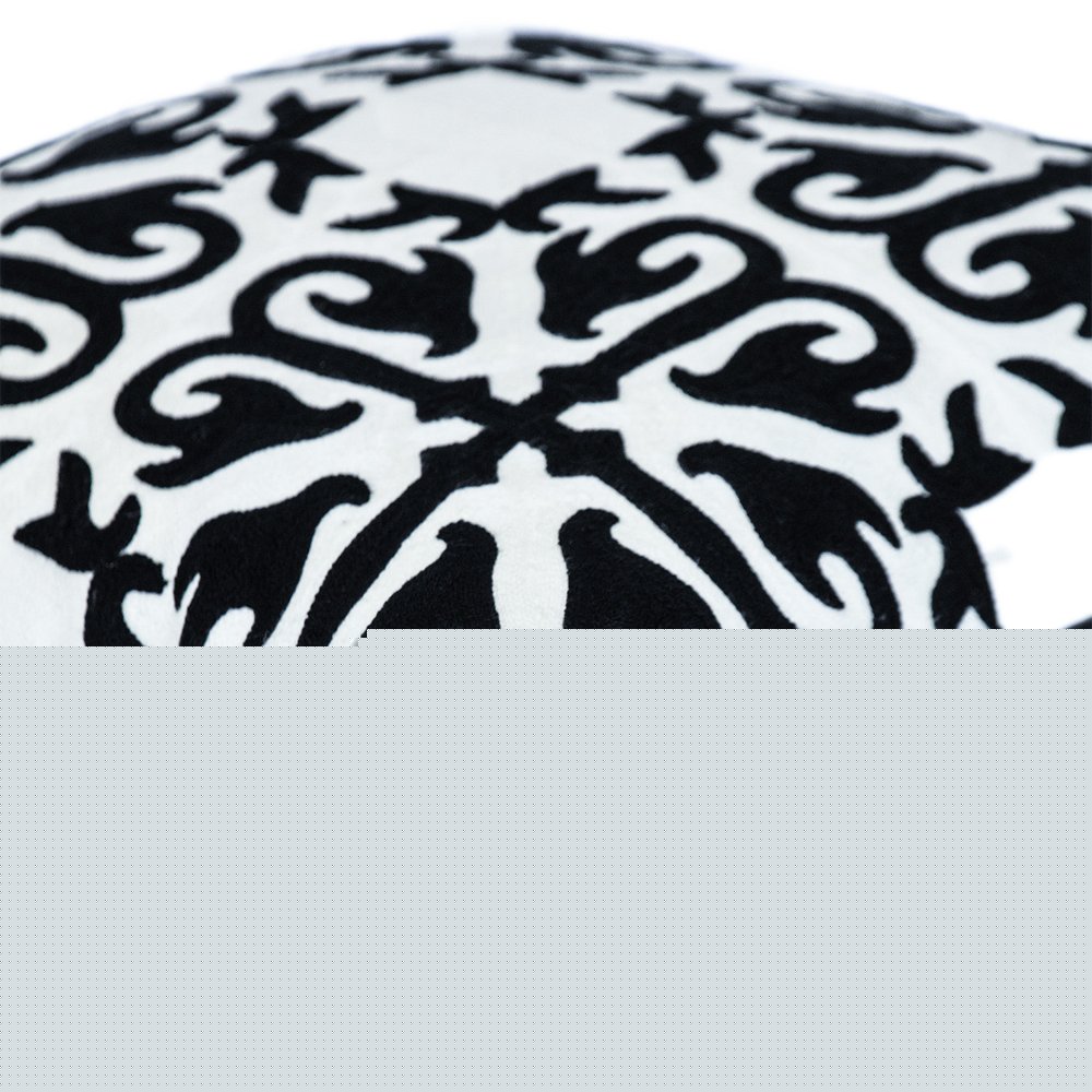 20" Black and White Geometric Cotton Throw Pillow