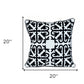 20" Black and White Geometric Cotton Throw Pillow