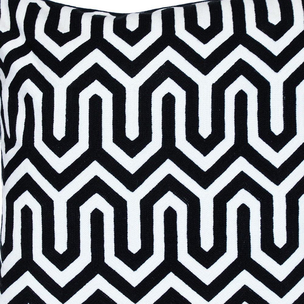 20" Black Geometric Cotton Throw Pillow