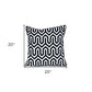20" Black Geometric Cotton Throw Pillow