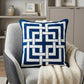 20" Blue and White Interlocking Cotton Throw Pillow