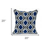 20" Blue and White Geometric Cotton Throw Pillow