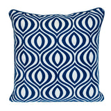 20" X 20" Blue Geometric Cotton Zippered Pillow