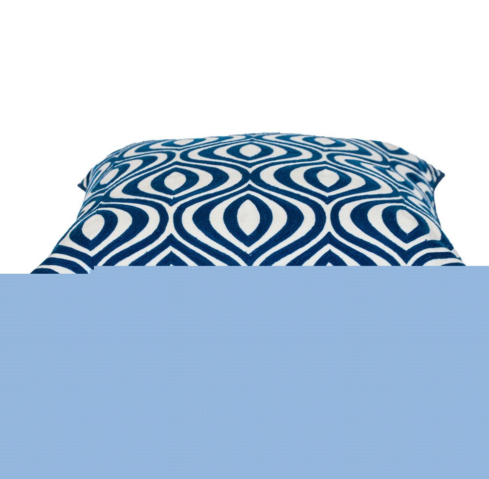20" X 20" Blue Geometric Cotton Zippered Pillow