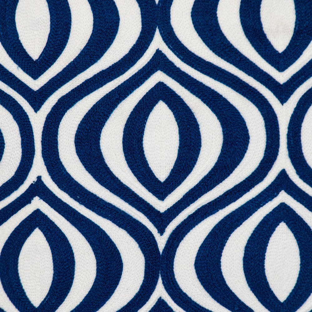 20" X 20" Blue Geometric Cotton Zippered Pillow