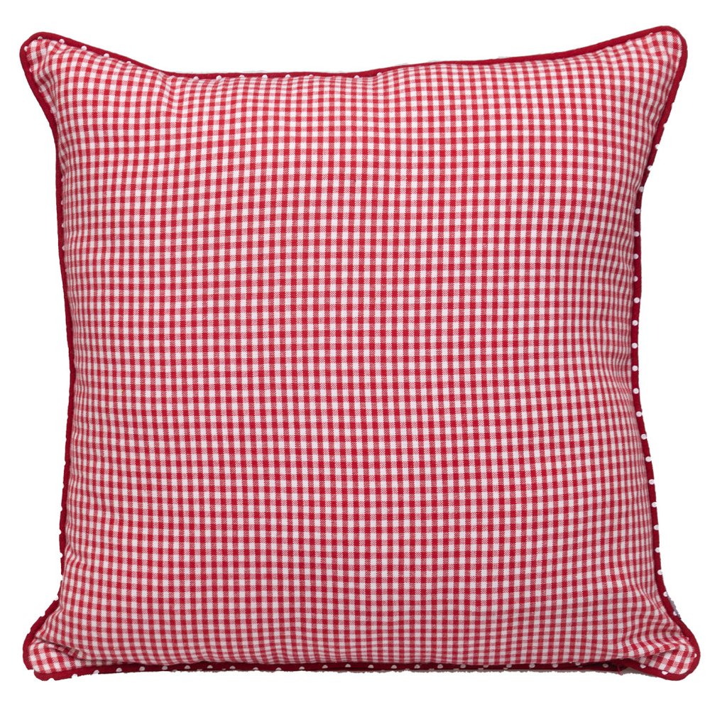 18" Red and White Cotton Reversible Throw Pillow