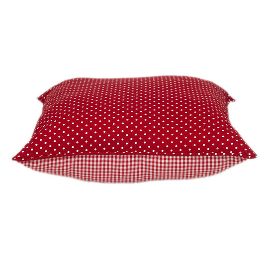 18" Red and White Cotton Reversible Throw Pillow