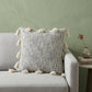 18" Gray and White Striped Cotton Throw Pillow With Tassels