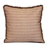 24" Brown and White Striped Cotton Throw Pillow With Fringe