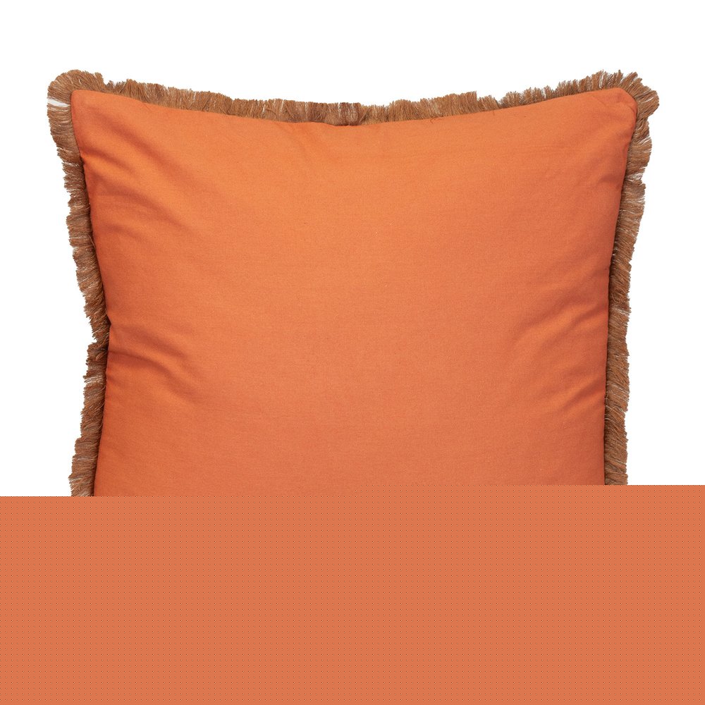 24" Brown and White Striped Cotton Throw Pillow With Fringe