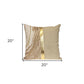 20" Beige and Gold Striped Cotton Blend Throw Pillow