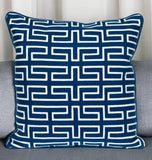 20" Blue Geometric Cotton Throw Pillow