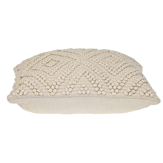 20" Off White Geometric Cotton Throw Pillow