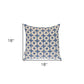 18" Beige and Blue Geometric Cotton Throw Pillow