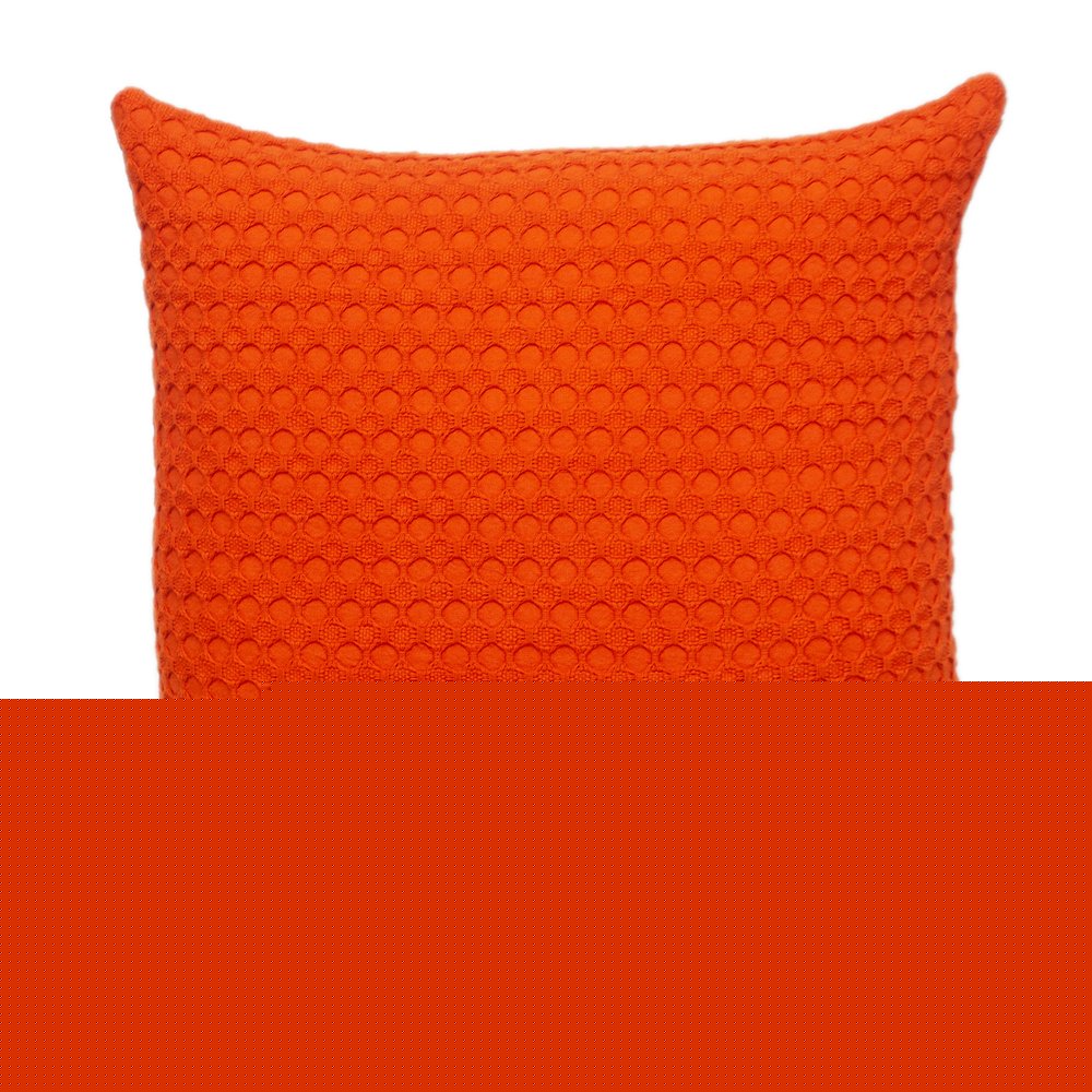 20" Orange Cotton Throw Pillow With Texture