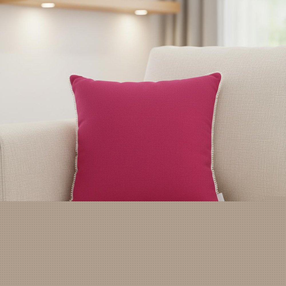 20" Hot Pink Cotton Throw Pillow With Fringe